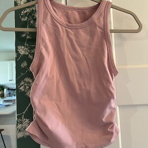Sleeveless Rib Tank Top - Light Pink- fitted yet stretchy